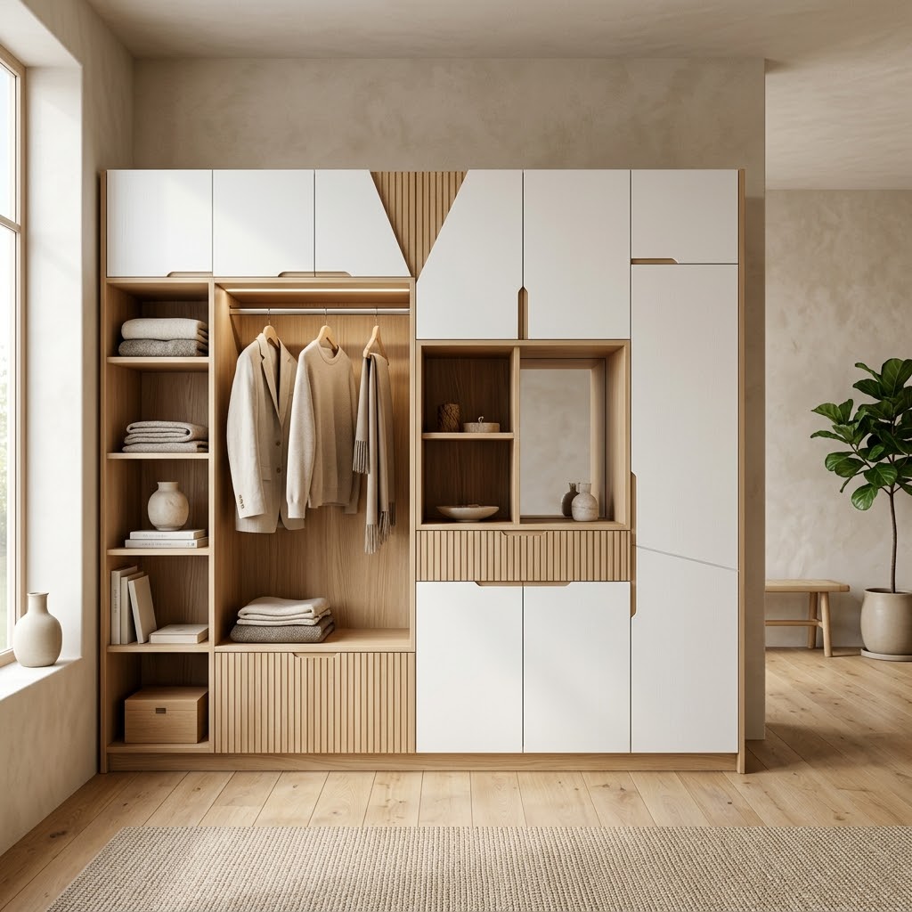 Встроенный шкаф-комби с глухими фасадами