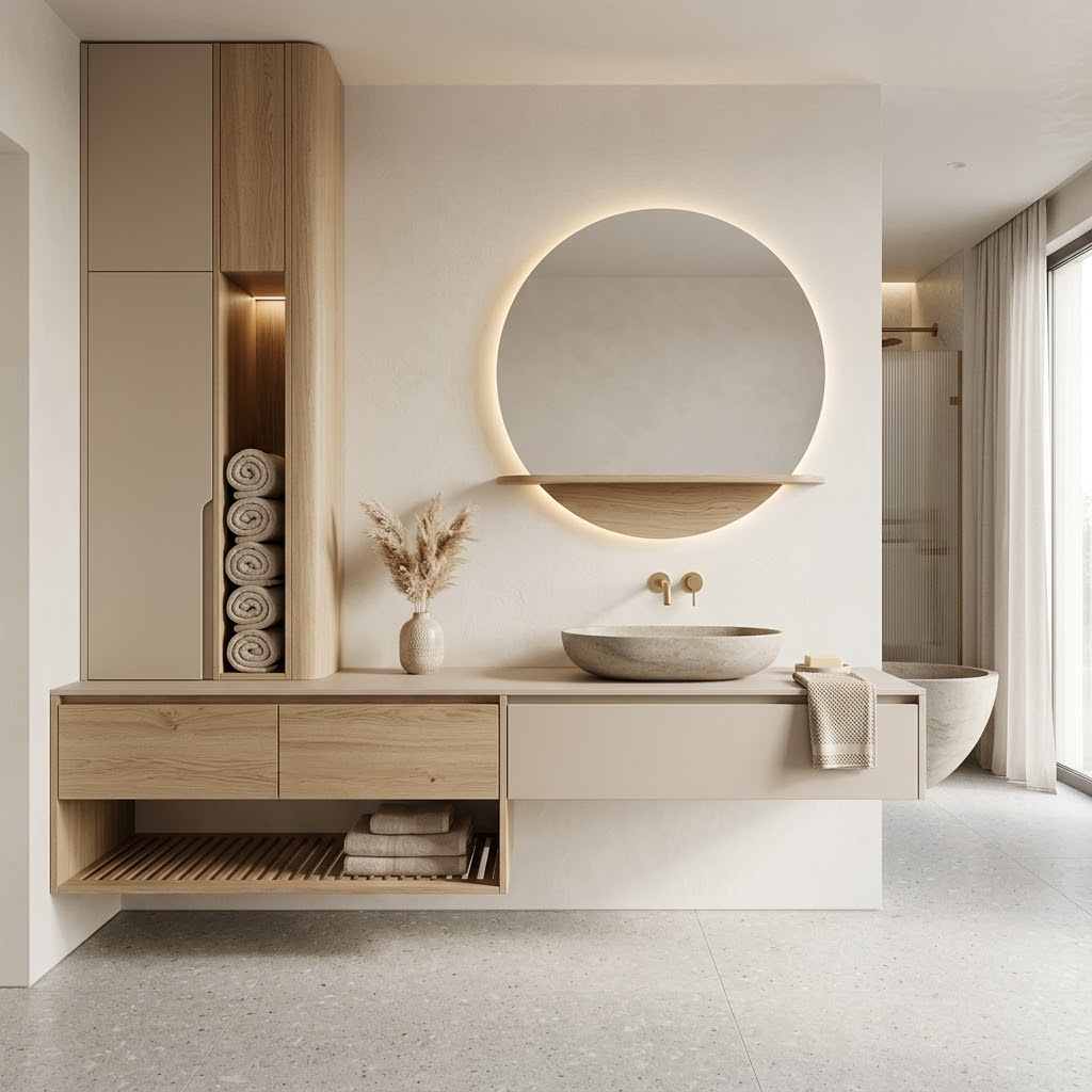 Современная ванная с LED-зеркалом